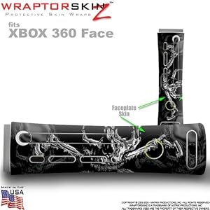 Chrome Skulls on Black Skin by WraptorSkinz TM fits XBOX 360 Factory Faceplates