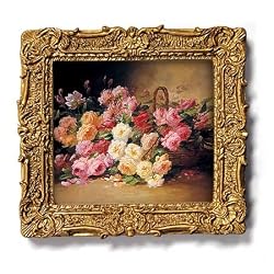 Basket of Roses - Gold Frame Magnet with pop-out easel (2-3/4" x 2-1/2")