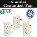 GE 54546 6-outlet Grounded Tap Side Outlets Ivory 3 Pack