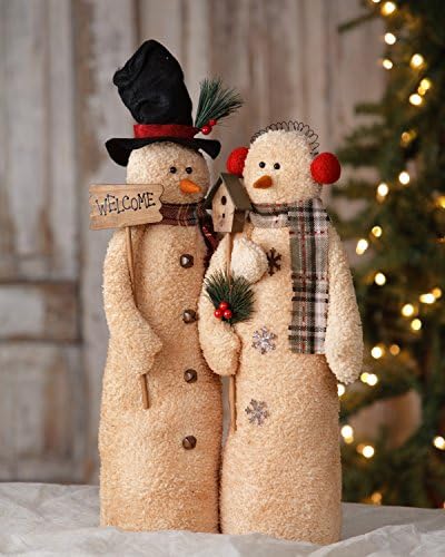 Your Hearts Delight Snowman Couple Welcome with Birdhouse, 21-Inch