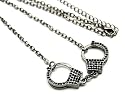 Trendy Gunmetal Handcuff Charm Necklace with Crystals
