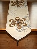 Chenille Floral Design Table Runner Beige 13 X 70
