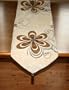 Chenille Floral Design Table Runner Beige 13" X 70"