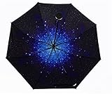 折りたたみ日傘　手開き　コンパクト　男女兼用　晴雨兼用　　折り畳み傘　日傘　紳士傘 婦人傘　レディース　メンズ 8本骨 撥水　耐風　軽量 晴雨兼用 完全遮光 日傘 遮光強化日傘 涼感日傘 ひんやり傘 （LRC塗装 UVカット率 約99％/UPF50+） 星空