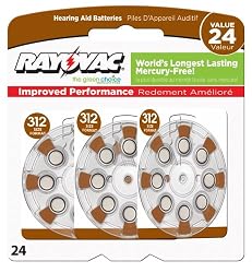 Rayovac L312ZA-24ZM Mercury Free Hearing Aid Batteries - Size 312, 24 Count Package