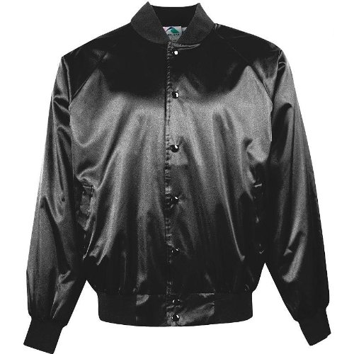 Augusta Satin Baseball Jacket/Solid Trim Medium - Black