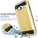 Galaxy On5 Case With TJS Tempered Glass Screen Protector Included, Dual Layer Shockproof Hybrid Armor Drop Protection Metallic Brushed Finish Case Cover For Samsung Galaxy On5/G550 (Gold)
