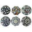 Colorful Ceramic Magnets, Antique Look- Set of 6