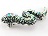 Emerald Green Crystal Rhinestone Python Serpent Slither Snake Costume Pin Brooch
