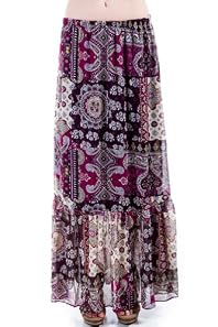 Lined Paisley Print Skirt in Purple