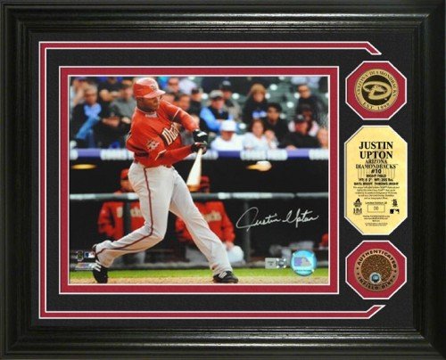 Justin Upton Framed Autographed/Hand Signed Arizona Diamondbacks 8x10 Photomint with Gold and Infiel