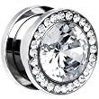 9/16" Stainless Steel Clear CZ Screw Fit Tunnel