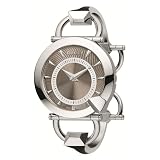 Gucci Women`s YA122510 Chiodo Steel Bangle Brown Helical Dial Watch