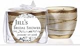 Baby Keepsake: Blue Floral Pattern Personalized Elegant Scented Pottery Votive Candle (Set of 24)