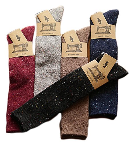 Lovely Annie Women's 5 Pairs Pack Knee High Cotton Socks Size 7-9