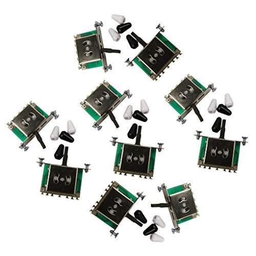 Musiclily Imported style Electric Guitar Metric Size 5 Way Pickup Selector toggle Switch for Fender Tele telecaster Replacement, Black and White Tips( Pack of 10)