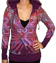 ED HARDY Christian Audigier Crystal Rock Womens Tattoo Dragon Hoodie Hooded Sweatshirt Shirt Purple