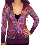 ED HARDY Christian Audigier Crystal Rock Womens Tattoo Dragon Hoodie Hooded Sweatshirt Shirt Purple