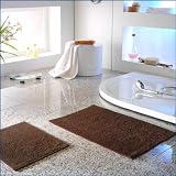2er Set Badteppich Badvorleger Duschvorleger Farbe: Braun, supersoft, Stoffgewicht 1075 g/m² // Kostenloser Versand