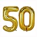 40inch Gold Foil 50 Helium Jumbo Digital Number Balloons, 50th Birthday Decoration for Women or Men, 50 Year Old Birthday Party Supplies