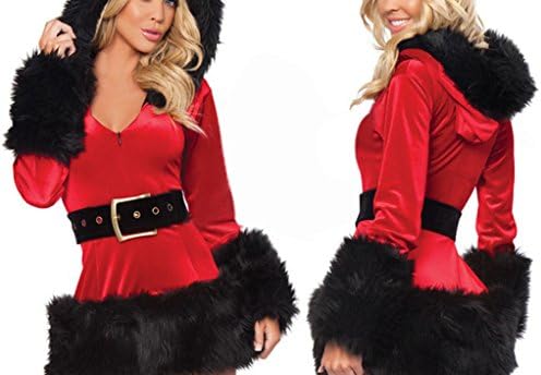 Women's Free Size Christmas Santa Costume Mini Skirt Sexy Dress Black
