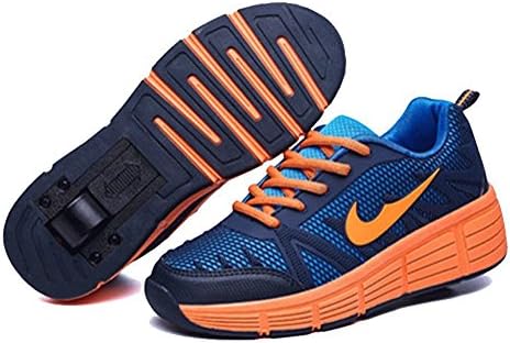 CAYANLAND Kids' Roller Skate Shoes Single Wheel Double Wheel Sneakers,Orange,38