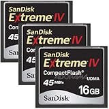 SanDisk 16 GB Extreme IV Compact Flash Memory Card - Pack of 3