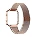 Fitbit Blaze Watch Band with Frame Housing, Oenbopo Milanese Loop Stainless Steel Watch Band Bracelet Wrist Strap + Metal Frame Housing for Fitbit Blaze Smart Fitness Watch(Rose Gold with Frame)