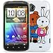 Ecell - WHITE BEAR & RABBIT BACK CASE COVER FOR HTC SENSATION