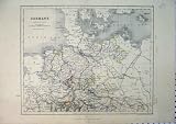 ANTIQUE MAP NORTHERN GERMANY NORTH SEA EUROPE PRINT