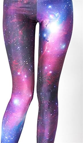 EAST KNITTING Women's Galaxy Space Printed Seamless Leggings (XL,Colorful)