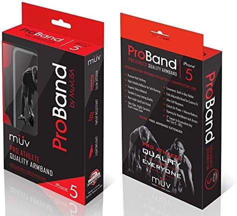 iPhone 5 5S 5C iPod Touch 5 Armband For Running - New &amp; Improved 2016 Version - Fits EVERY Arm Size (S - XL) - Bonus Free Extender - Best Exercise &amp; Workout Sport Band - Black Case With Red Stitching