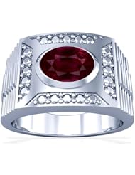 18K White Gold Oval Cut Ruby Solitaire Ring