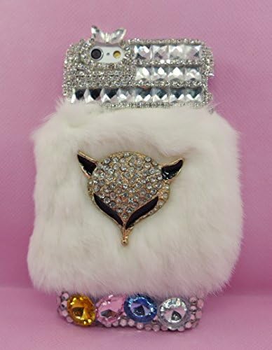 "Crystal Fashion" Rabbit Fur Covered &amp; Crystal Studded Fox Hard Shell Cover for iPhone 6 (4.7" Screen) (YBZTM-I6-05)