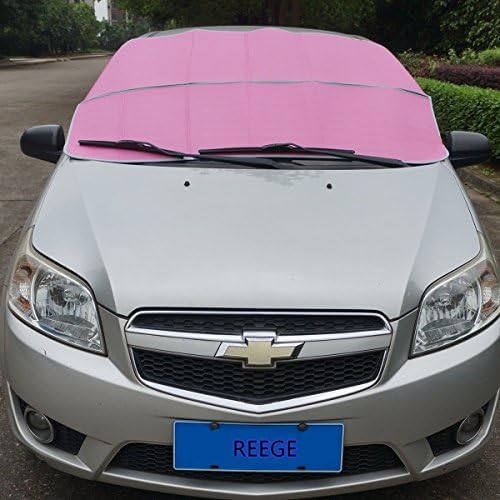 REEGE Car Windshield Sunshade Automotive Windshield Snow Covers Sun Shade Sun's Heat and UV Radiation protector for Car Truck Van SUV Pink