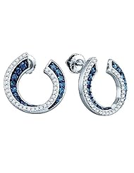 0.75ctw Blue Diamond Fashion Earrings 10K White Gold