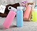 Bonison Durable Glass Water Bottle with Soft Colorful Silicone Sleeve, 14 oz, Pink