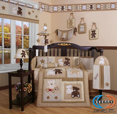 Boutique Baby Teddy Bear 13PCS CRIB BEDDING SET By GEENNY Designs