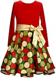Bonnie Jean Girls 2-6x Stretch Velvet Top To Novelty Shantung Skirt,Red,5