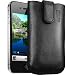 mumbi ECHT Leder Tasche iPhone 4 4S H�lle Etui mit Ausziehhilfe / Ledertasche mit Lasche + R�ckzugfunktion