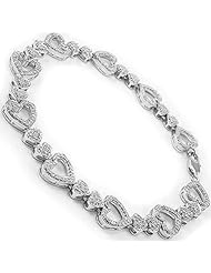 0.15 Ct Sterling Silver Genuine White Diamond Heart Shape Tennis Bracelet 7 Inch