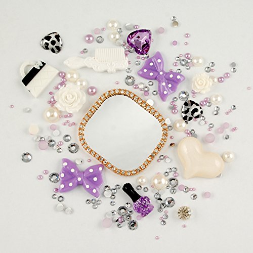 MINI KITTY (Phone shell is not included, only DIY material contained) 3D Bling Light purple bow white pearl bling diamond love flower comb Cell Phone Flat back Kawaii Deco Kit / Set ,cellphone diy Valentine's Day Lovers Easter best unique creative cool gift for iphone 4 4S ,iphone 5 5c 5G,for iphone 6 for iphone 6 plus for samsung note 4 samsung s5 mini s5 i9600 for samsung galaxy s3 i9300 ,for samsung galaxy s4 i9500 for sony/htc/nokia/google etc +free microfiber cloth