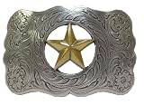 Texas Star Ranger Western Silver Finish Belt Buckle.