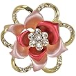 Blooming Rose Flower Crystal Brooch Pin - Pink Blooming Rose Flower Crystal Brooch Pin - Pink