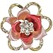 Blooming Rose Flower Crystal Brooch Pin - Pink