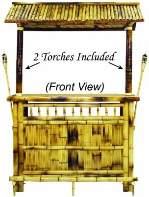 Enduring Bamboo Tiki Bar - Portable, Indoor, Outdoor, Backyard - Great Party Starter, Includes Two Tiki Torches, Exotic, Exciting and Fun Home Improvement Project - Send Out Luau Invitations, It Will Be Here in a Few Days