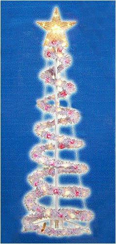 4' Glistening Spiral Christmas Tree Yard Art With Red & Clear Lights #ES69-710 4' Glistening Spiral Christmas Tree Yard Art With Red & Clear Lights #ES69-710
