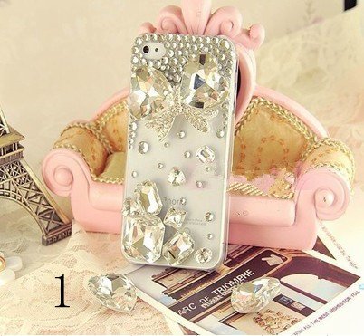 ◆3Dデコ盛り♪♪キラキラ♪ラインストーンケース/iphone5/アイフォン5/専用ケースカバー/Ribbon
