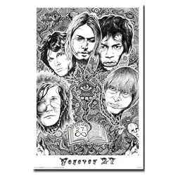 (24x36) Forever 27 (Janis Joplin, Jim Morrison, Kurt Cobain, Jimi Hendrix, Brian Jones) Music Poster Print