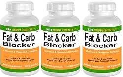 3 BOTTLES Fat & Carb Blocker 540 total Capsules with Phaseolus Vulgaris (White Kidney Bean Extract) Chitosan Extreme Diet Pills Weight Loss KRK SUPPLEMENTS